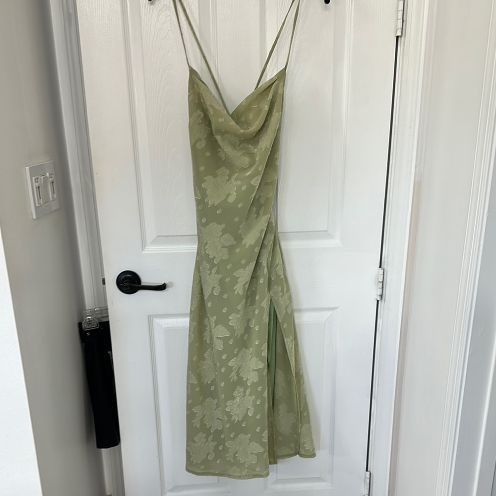 Hello Molly Strapless Olive Floral Dress